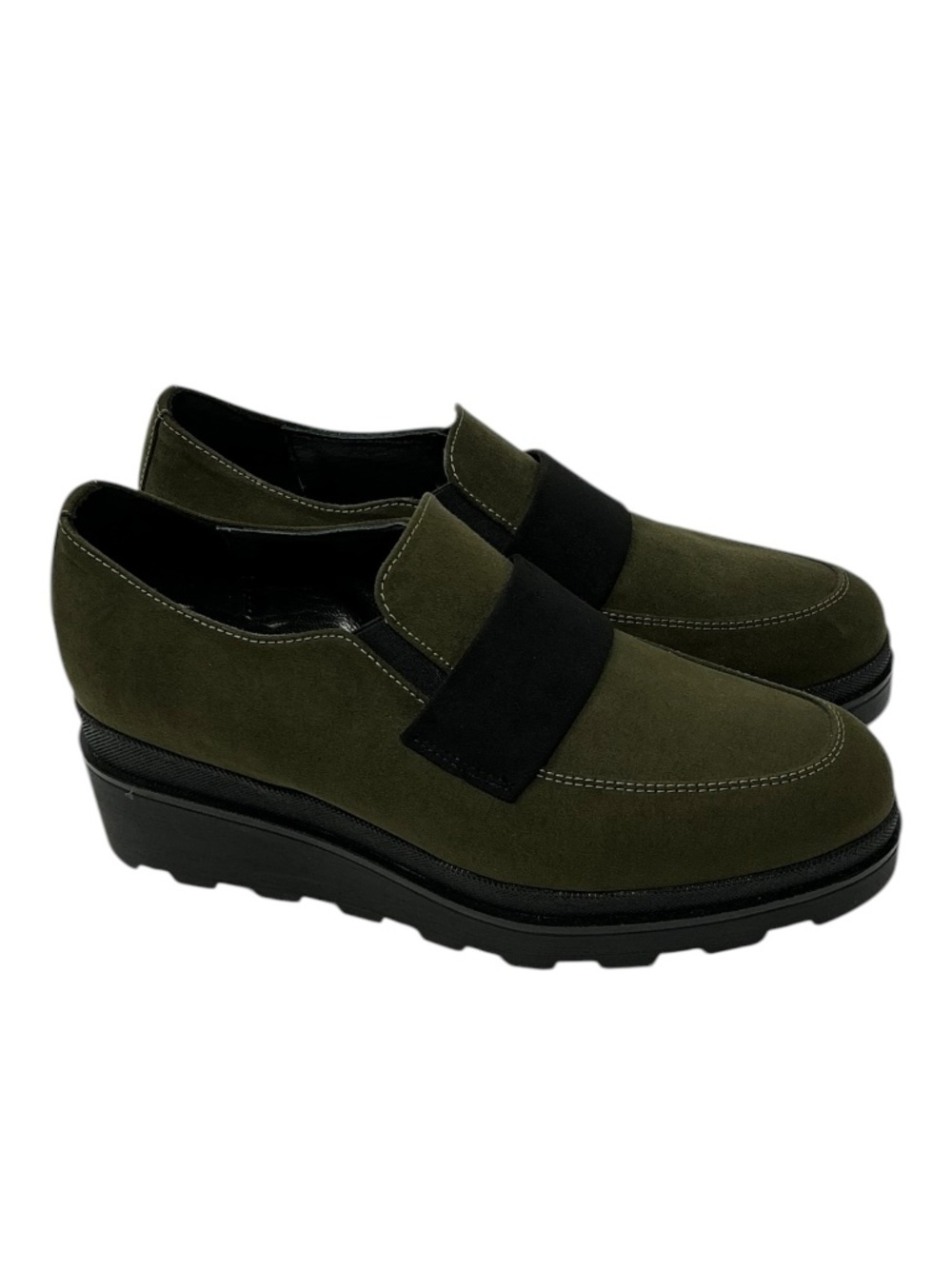 Ateliers Herald Wedge Loafer Green Suede Platform